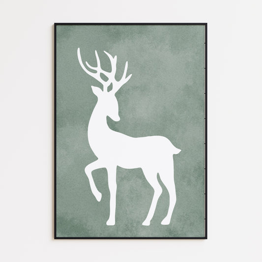 Nordischer Hirsch Silhouette Poster
