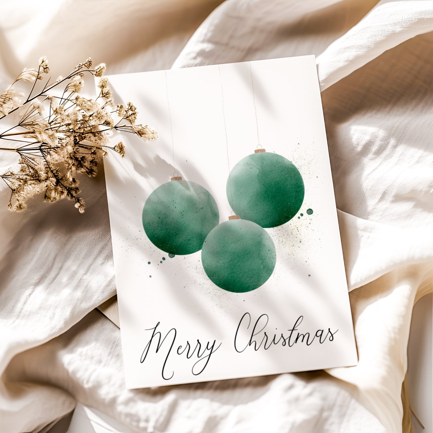 Druckbare Weihnachtskarte - Ornament Aquarell Design