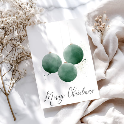 Druckbare Weihnachtskarte - Ornament Aquarell Design