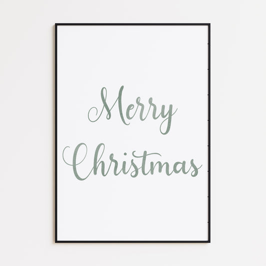 Merry Christmas Green Calligraphy Poster