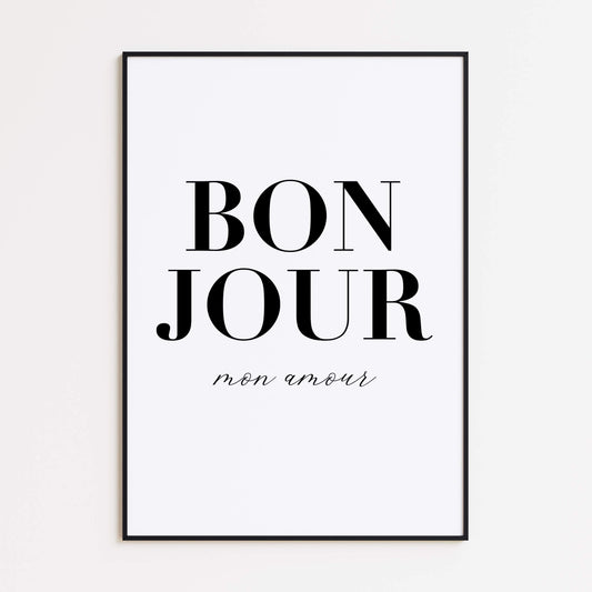 Bonjour Mon Amour Typografie Poster