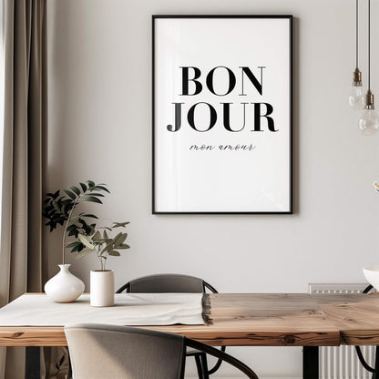 Bonjour Mon Amour Typografie Poster