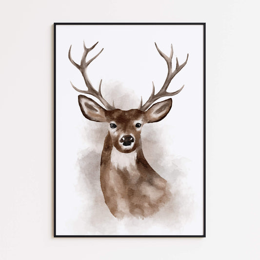 Deer Watercolor Poster