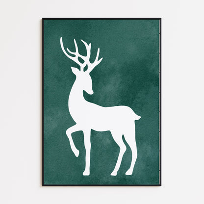 Nordischer Hirsch Silhouette Poster